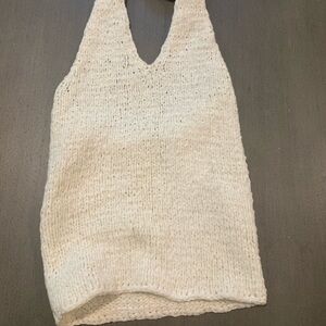 Ralph Lauren Black Label Cream Knit Sleeveless Top